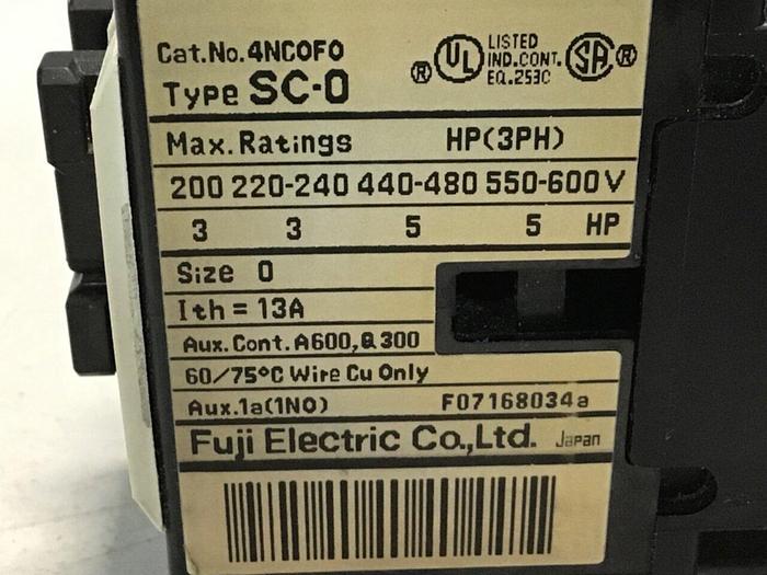 Used FUJI ELECTRIC Contactor SC-0 4NC0F0 #114336