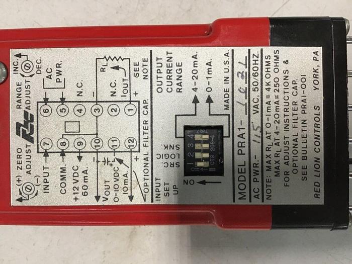 Used RED LION CONTROLS Pulse Rate Converter Relay PRA1-1021 #72970