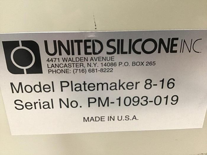 Used UNITED SILICONE Plate Maker 8-16 #115802