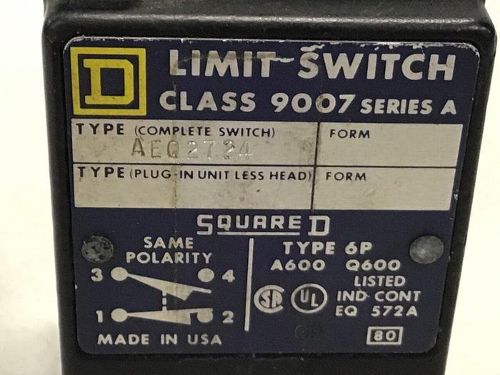 Used SQUARE D Limit Switch 9007-AEQ2724 #122135