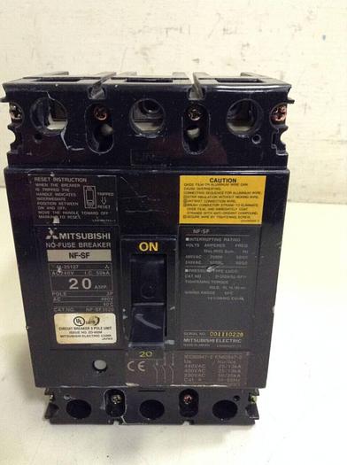 Used MITSUBISHI 20 Amp Circuit Breaker NF-SF3020 #75503