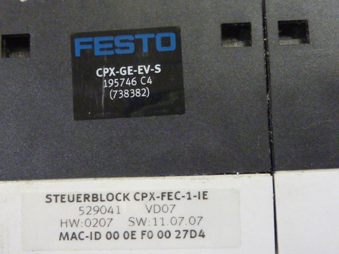 Used FESTO Control Block w/ Valves CPX-EPL-EV #60714