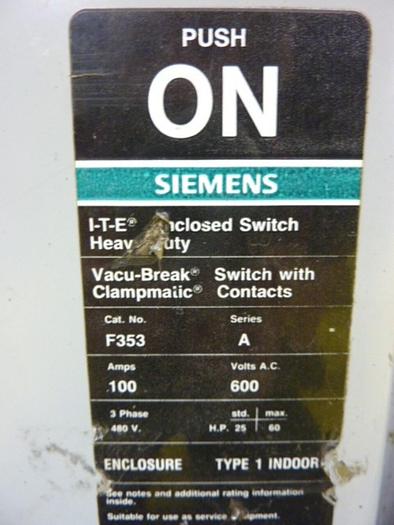 Used ITE IMPERIAL Vacu-Break Switch F353 #67491