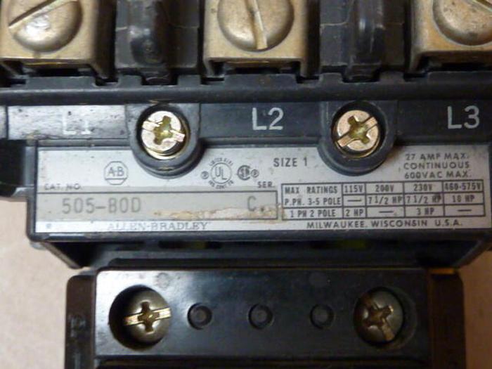 Used ALLEN BRADLEY Starter Size 1 509-BOD SER C W57 #29514