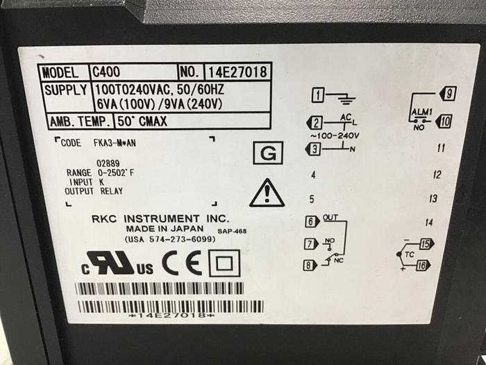 Used RKC Temperature Control REX-C400FKA3MAN #143442