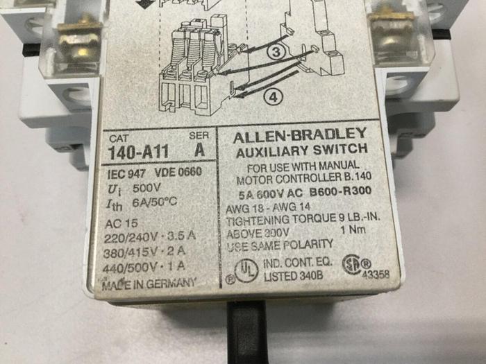 Used ALLEN BRADLEY Manual Motor Starter 140-MN-0160 SER B #101838