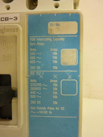 Used WESTINGHOUSE 15 Amp Circuit Breaker FDB3015L #46713