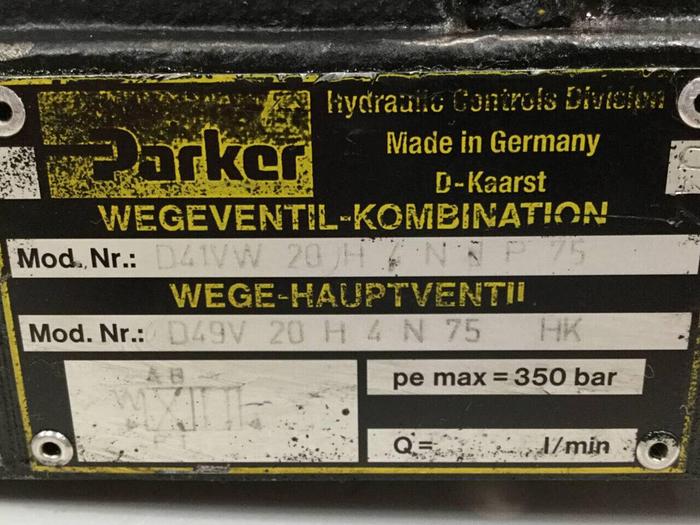 Used PARKER Valve D41VW20H4NJP75 #98813