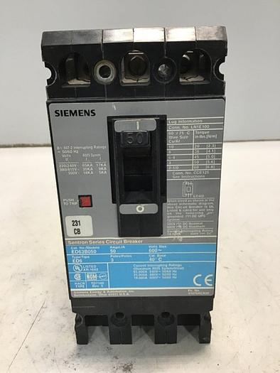 Used SIEMENS 50 Amp Circuit Breaker ED63B050 Used