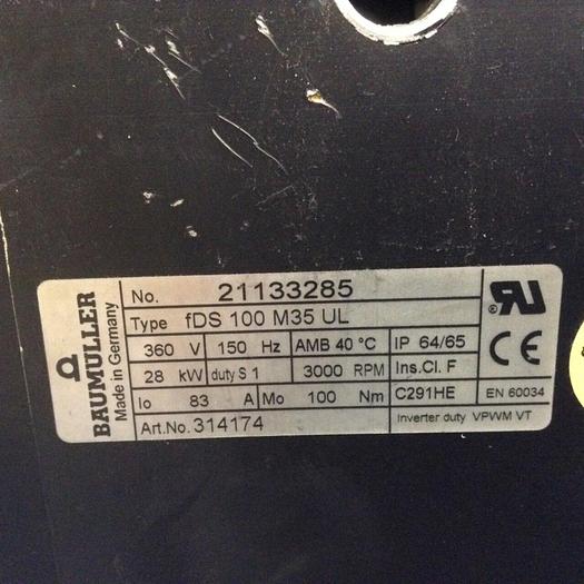 Used BAUMULLER Screw Servo Motor FDS 100 M35 UL Used