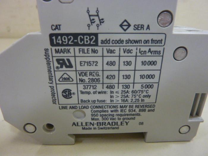 Used ALLEN BRADLEY 3 Amp Circuit Breaker 1492-CB2/G030 SER A #63801