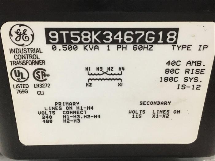 Used GENERAL ELECTRIC / GE 0.500 kVA Transformer 9T58K3467G18 #132895