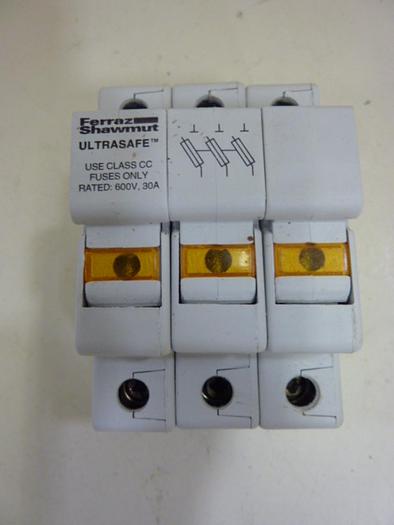 Used FERRAZ SHAWMUT 30 Amp Fuse Holder USCC3I #76071