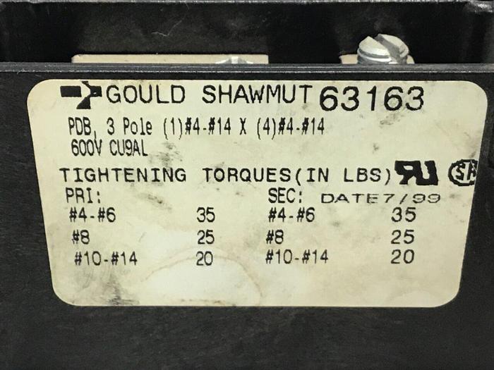 Used GOULD / SHAWMUT Terminal Block 63163 #128523