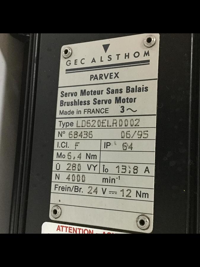 Used GEC ALSTHOM Brushless Servo Motor LD620ELR0002 #109237