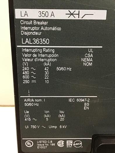 Used SQUARE D 350 AMP Circuit Breaker LAL36350 #144809