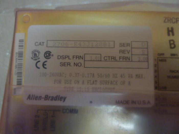 ALLEN BRADLEY Dataliner Operator Interface 2706-E43J128B1 SER D New