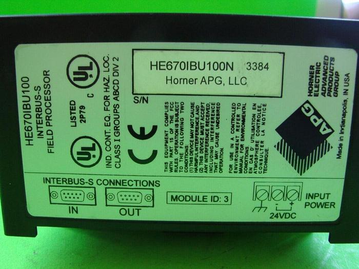 Used HORNER ELECTRIC Bus Interface HE670IBU100 /1 #11303