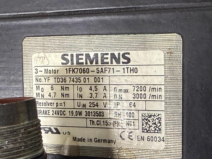 Used SIEMENS 1FK7060-5AF71-1TH0