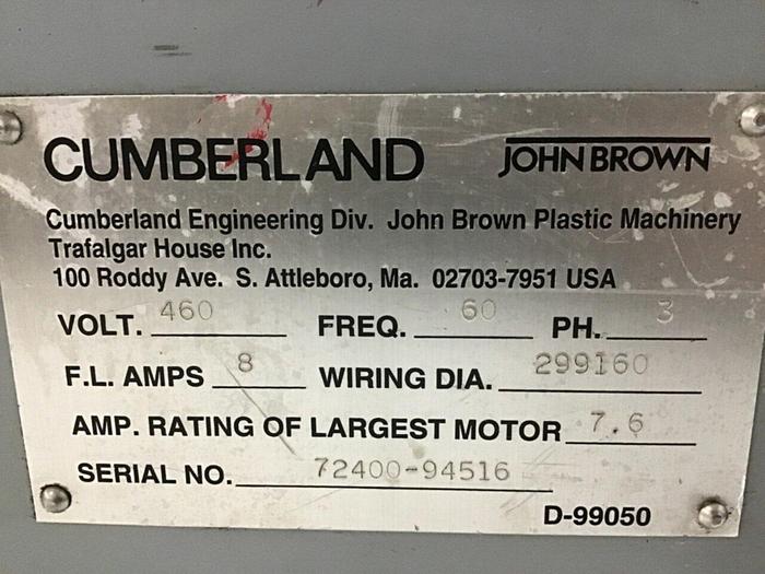 Used CUMBERLAND 5 HP Grinder / Granulator 8X12 Used