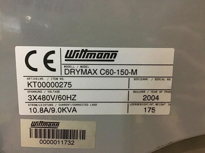 Used WITTMANN Hot Air Dryer w/ Hopper DRYMAX C60-150-M HOP USED