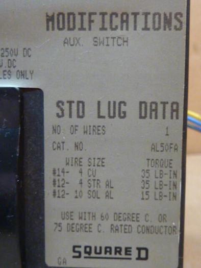 Used SQUARE D 20 Amp Circuit Breaker FAL360201212 USED