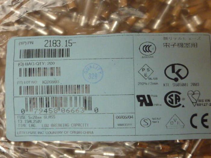 LITTELFUSE 3.15 Amp Fuse 02183.15M New