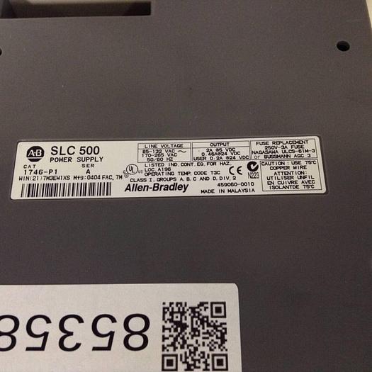 Used ALLEN BRADLEY Power Supply w/ 10-Slot Rack 1746-P1 SER A / 1746-A10 SER B #85359