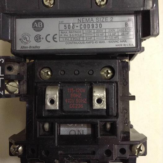 Used ALLEN BRADLEY Contactor 500-COD930 SER B #79151