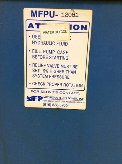 Used MICHIGAN FLUID POWER Hydraulic Power Pack RM-08-22 Used