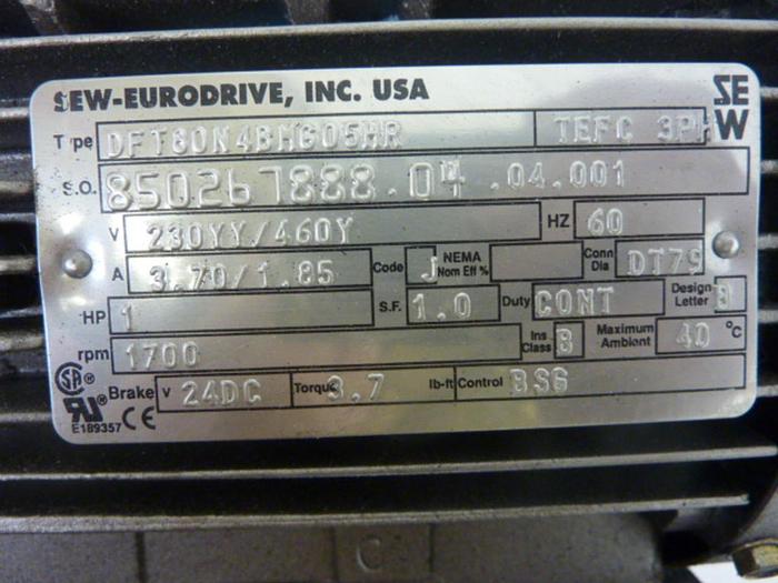 Used SEW EURODRIVE GEARMOTOR DFT80N4BMG05HR USED