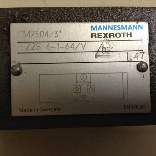 Used MANNESMANN REXROTH Valve Z2S6164V #87606