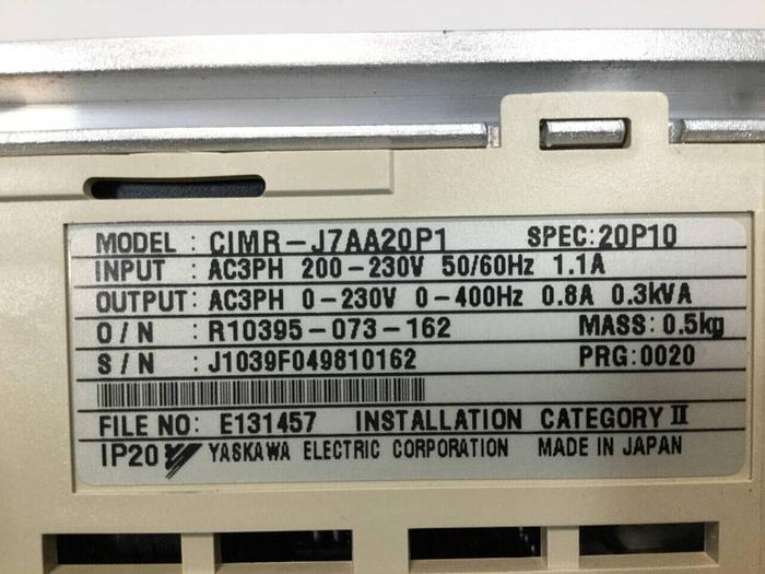 Used YASKAWA VS Mini J7 Inverter CIMR-J7AA20P1 #98535