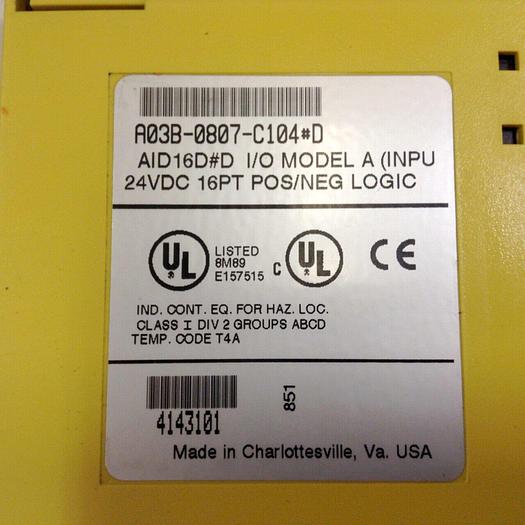 Used FANUC Input Module A03B-0807-C104 /D #77383