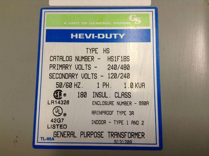 Used SOLA 1 kVA Transformer HS1F1BS #86115