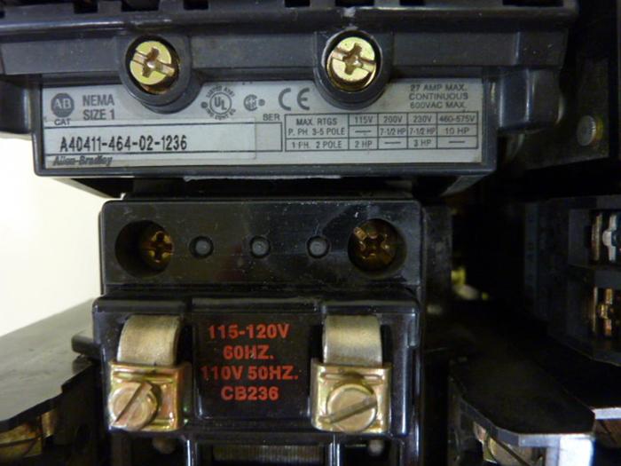 Used ALLEN BRADLEY Motor Starter Size 1 X1000-NX163 #55266