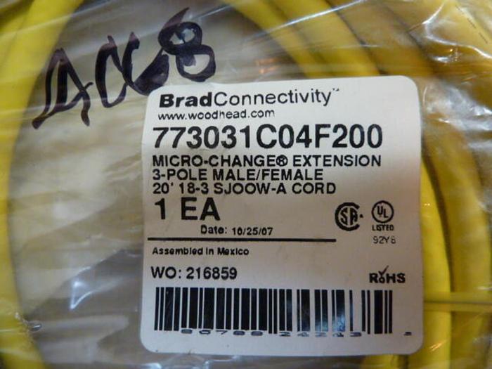 BRAD HARRISON / WOODHEAD Cable 773031C04F200 #29648