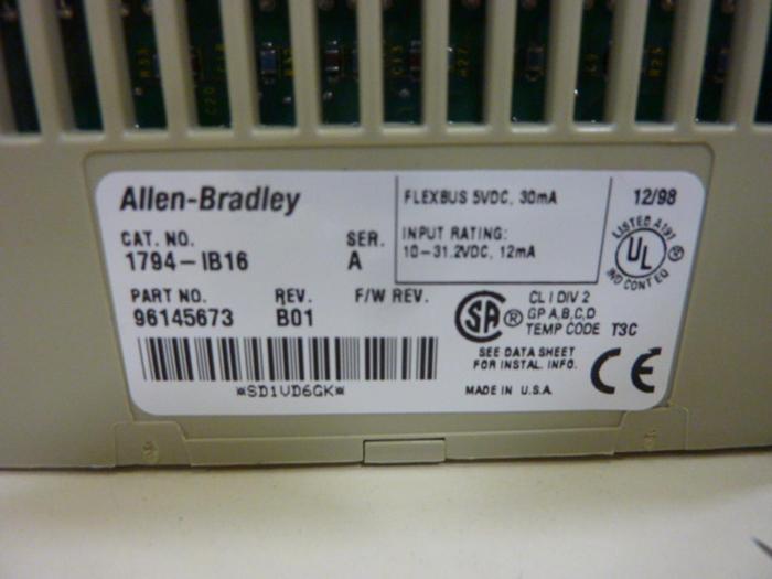 Used ALLEN BRADLEY Input Module 1794-IB16 SER A #65987