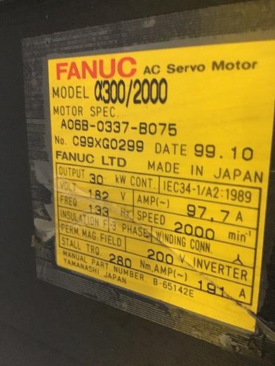 Used FANUC AC Servo Motor A300/2000 37KW Used