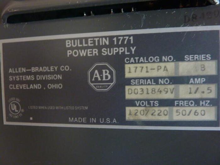 Used ALLEN BRADLEY Power supply 1771-PA SER B Used