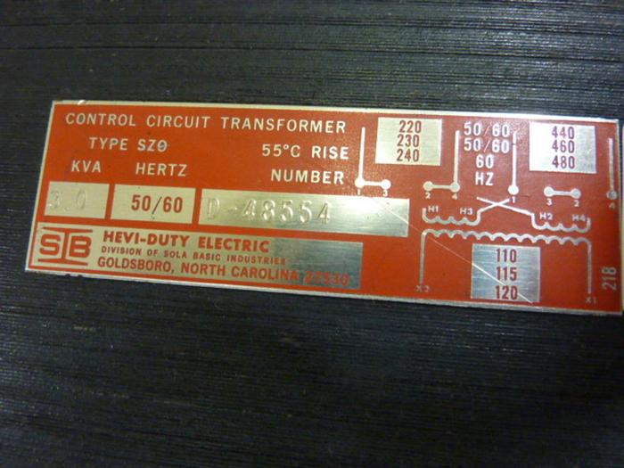 Used HEVI DUTY ELECTRIC 3.0 kVA Transformer D-48554 #58845