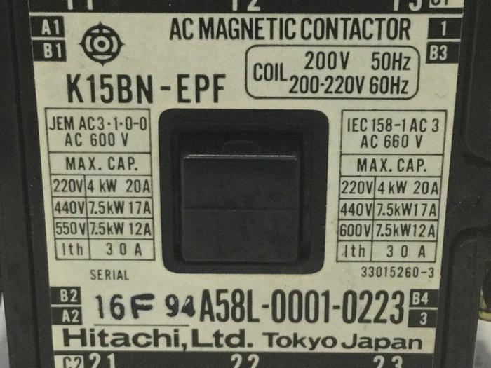 Used HITACHI Magnetic Contactor K15BN-EPF #105473