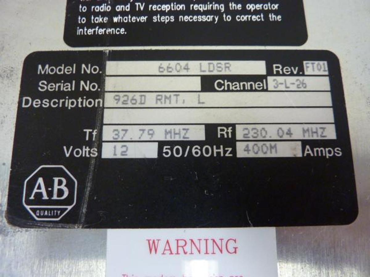 Used ALLEN BRADLEY RF Data Modem 6604 LDSR Used