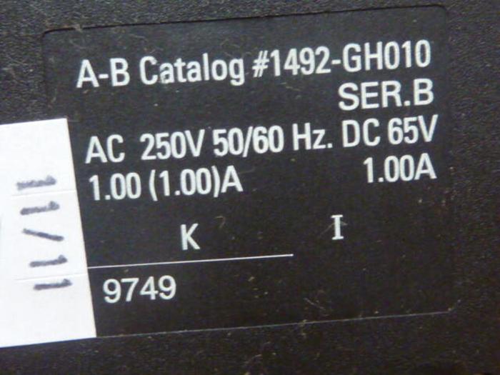 Used ALLEN BRADLEY 1 Amp Circuit Breaker 1492-GH010 SER B #34775