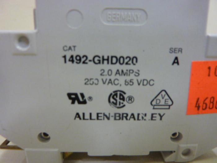 Used ALLEN BRADLEY 2 Amp Circuit Breaker 1492-GHD020 SER A #46862