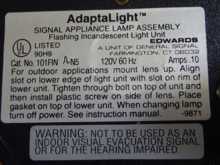 EDWARDS Amber Stack Light 101FINA-N5 NEW