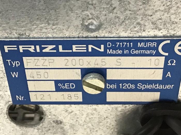 Used FRIZLEN GMBH & CO KG Power Resisitor FZZP 200X45S-10 D-71711 #129190