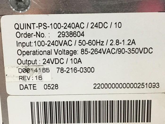 Used PHOENIX CONTACT Power Supply QUINT-PS-100-240AC/24DC/10 Used