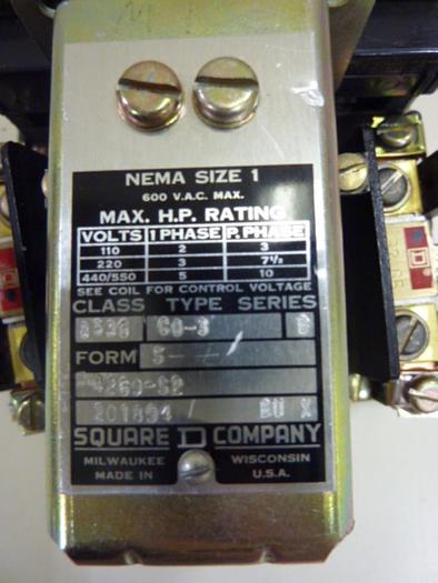 Used SQUARE D Contactor 8536-C03 #46778