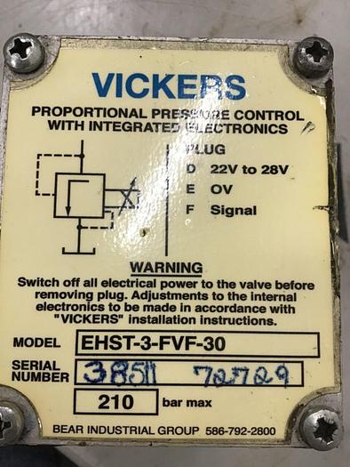 Used VICKERS Proportional Control Valve EHST-3-FVF-30 USED